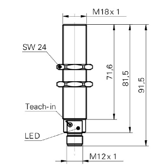 Ultrason Bar. reflex M18 PNP NO P0-400mm Teach Inox / M12 4P-Lire la description