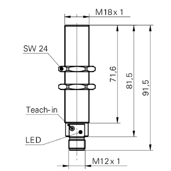 Ultrason Bar. reflex M18 PNP NO P0-400mm Teach Inox / M12 4P Ultrason Bar. reflex M18 PNP NO P0-400mm Teach Inox / M12 4P-Lire la description