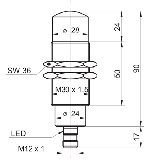 Radar de mesure de distance P=0.3-12m 4-20mA PushPull IO-Link, M12 5P-Lire la description