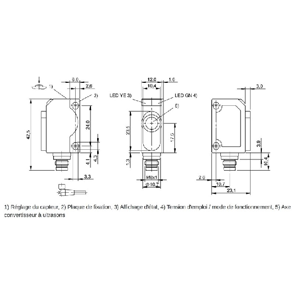 Ultrason Directe ANA 4-20mA P=50-300mm / M08 4P Ultrason Directe ANA 4-20mA P=50-300mm / M08 4P-Lire la description