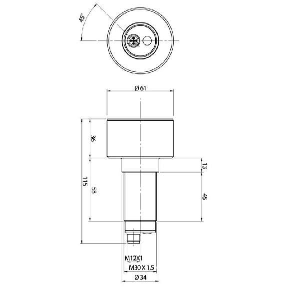 Ultrason M30 Directe PNP+4-20mA M12 5P-Lire la description