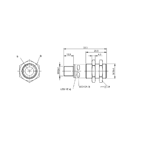 Ultrason Directe M18 ANA 0-10V P120-1300mm Axial 15-30Vdc / M12 5P-Lire la description