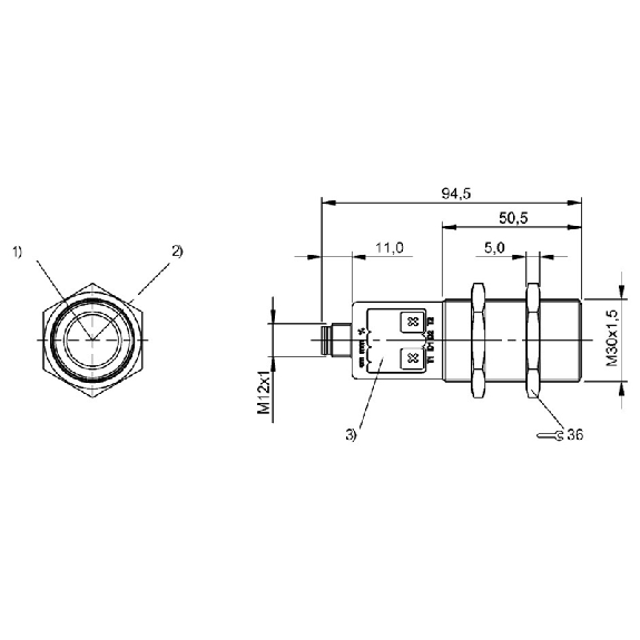 Ultrason Directe M30 ANA 4-20mA/0-10V P=200-2000mm Axial / M12 5P-Lire la description
