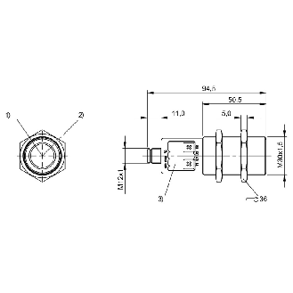 Ultrason Directe M30 ANA 4-20mA/0-10V P=200-2000mm Axial / M12 5P-Lire la description