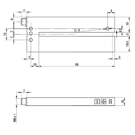 Fourche en U PNP/NPN E=5mm Prof=95mm Laser / M08 4P Fourche en U PNP/NPN E=5mm Prof=95mm Laser / M08 4P-Lire la description