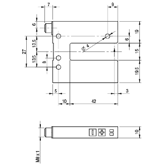 Fourche en U PNP/NPN E=15mm Prof=42mm Laser / M08 4P-Lire la description