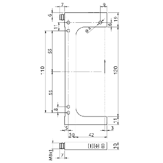 Fourche en U PNP/NPN E=120mm Prof=42mm IR / M08 4P-Lire la description