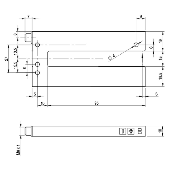 Fourche en U PNP/NPN E=15mm Prof=95mm Laser / M08 4P Fourche en U PNP/NPN E=15mm Prof=95mm Laser / M08 4P-Lire la description