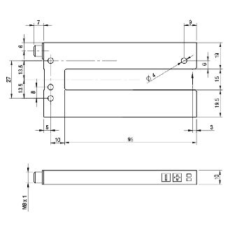 Fourche en U PNP/NPN E=15mm Prof=95mm Laser / M08 4P-Lire la description