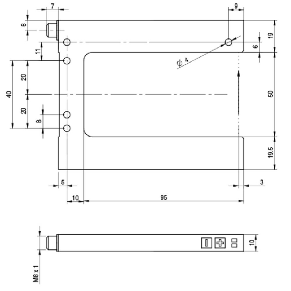 Fourche en U PNP/NPN E=50mm Prof=95mm Laser / M08 4P Fourche en U PNP/NPN E=50mm Prof=95mm Laser / M08 4P-Lire la description