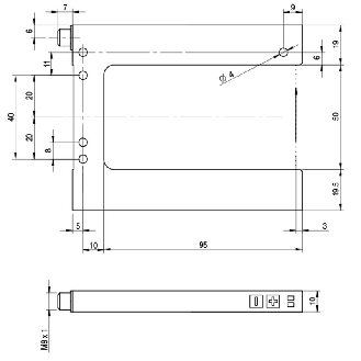 Fourche en U PNP/NPN E=50mm Prof=95mm Laser / M08 4P-Lire la description