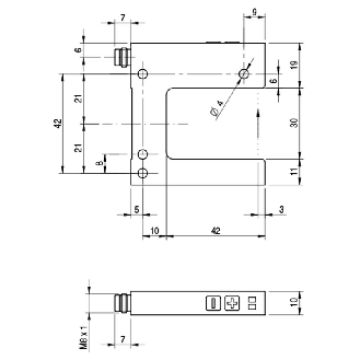 Fourche en U PNP/NPN E=30mm Prof=42mm IR / M08 4P-Lire la description