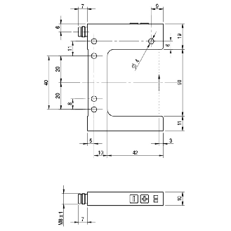 Fourche en U PNP/NPN E=50mm Prof=42mm IR / M08 4P-Lire la description