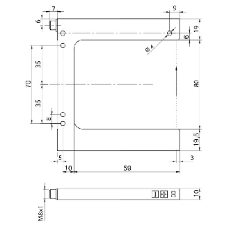Fourche en U PNP/NPN E=80mm Prof=95mm Laser / M08 4P-Lire la description