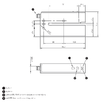Fourche ultrason U PNP/NPN E=3mm Prof=69mm LO/DO / M08 4P-Lire la description