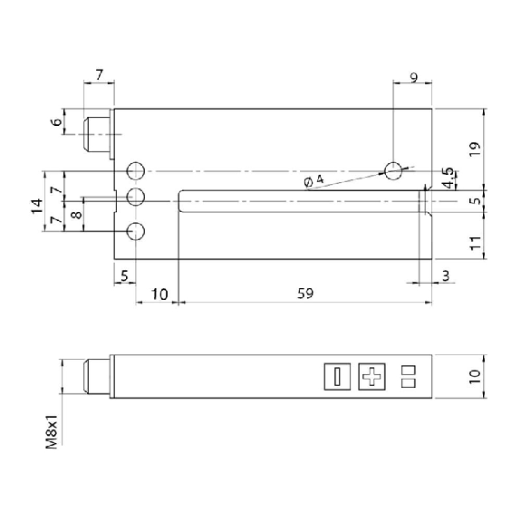 Fourche en U PNP/NPN E=5mm Prof=59mm IR / M08 4P-Lire la description