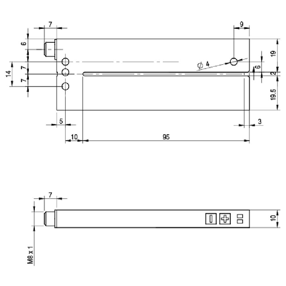 Fourche en U PNP/NPN E=2mm Prof=95mm Laser / M08 4P-Lire la description