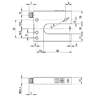 Fourche en U PNP/NPN E=15mm Prof=42mm IR / M08 4P-Lire la description