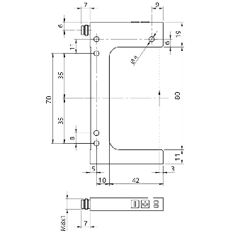 Fourche en U PNP/NPN E=80mm Prof=42mm IR / M08 4P-Lire la description