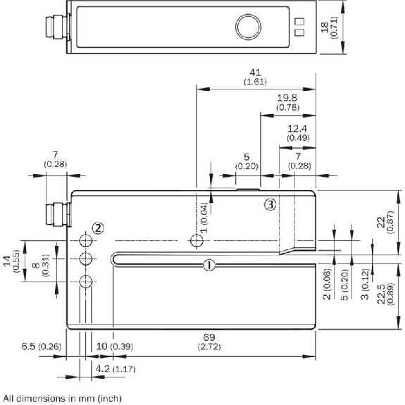 Fourche à ultrasons U PNP/NPN E=3mm Prof=69mm LO/DO / M08 4P-Lire la description