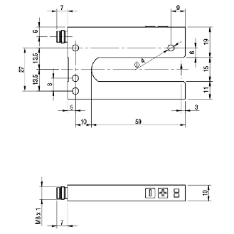 Fourche en U PNP/NPN E=15mm Prof=59mm IR / M08 4P-Lire la description