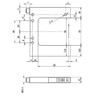 Fourche en U PNP/NPN E=50mm Prof=59mm Laser / M08 4P-Lire la description