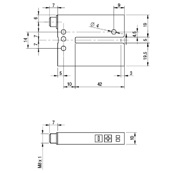 Fourche en U PNP/NPN E=5mm Prof=42mm Laser / M08 4P Fourche en U PNP/NPN E=5mm Prof=42mm Laser / M08 4P-Lire la description