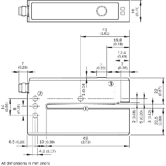 Fourche à ultrasons U PNP E=3mm Prof=69mm LO/DO / M08 4P-Lire la description