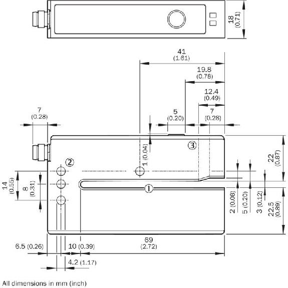 Fourche à ultrasons U PNP E=3mm Prof=69mm LO/DO / M08 4P-Lire la description