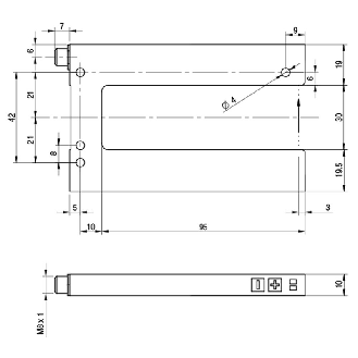 Fourche en U PNP/NPN E=30mm Prof=95mm Laser / M08 4P-Lire la description