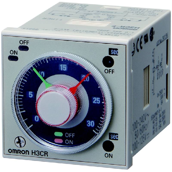 Minuterie 48x48 DPDT Clign., 0.05s-300h, AC100-240/DC100-125-Lire la description