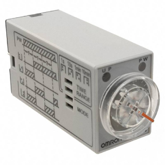 Minuterie DPDT 5A-250VAC 4 Fct (0.1s-10mn), 100-120VAC, 8 broches-Lire la description
