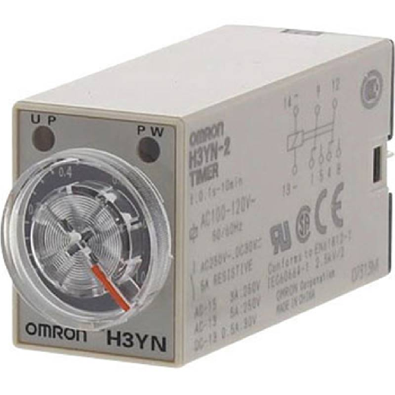 Minuterie DPDT 5A-250VAC 4 Fct (0.1s-10mn), 100-120VAC, 8 broches-Lire la description