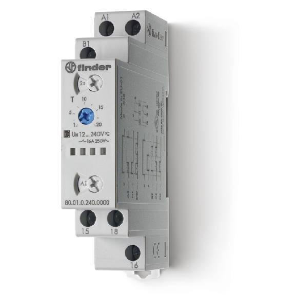 Tempo 6 fonctions 1RT 16A 12 à 240V AC-DC, de 0,01s à 24h-Lire la description