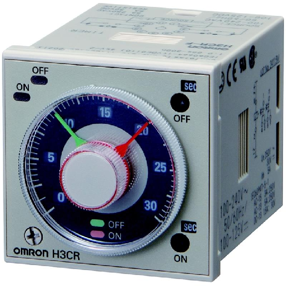 Minuterie 48x48 DPDT Clign., 0.05s-300h, AC100-240/DC100-125-Lire la description