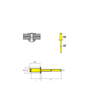 Blindniete STANDARD  ST/ST - Flachkopf - 6,4x20 mm - 250 Stück-Beschreibung lesen