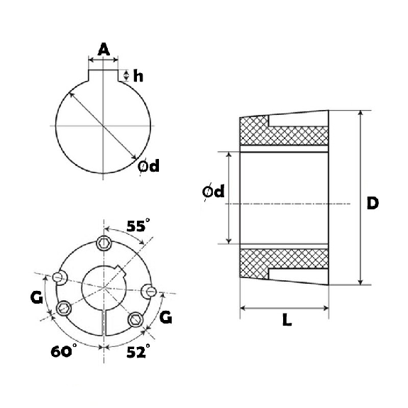 Moyeu amovible type 3020 diamètre d'arbre 66,68 mm MA3020-2-5/8-Lire la description