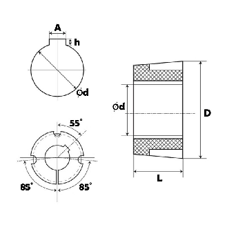 Moyeu amovible type 3020 diamètre d'arbre 42 mm MA3020-42-Lire la description