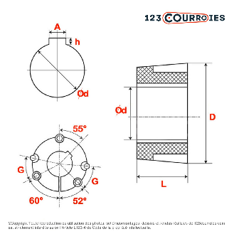 Moyeu amovible type 3525 diamètre d'arbre 42 mm MA3525-42-Lire la description