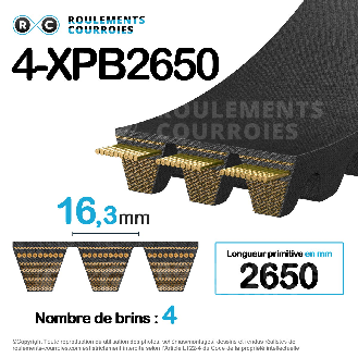 Courroie multibrins crantée 4-XPB2650-Lire la description