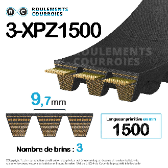 Courroie multibrins crantée 3-XPZ1500-Lire la description