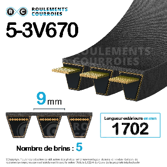 Courroie multibrins lisse 5-3V670-Lire la description