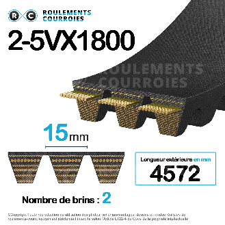 Courroie multibrins crantée 2-5VX1800-Lire la description