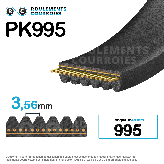 Courroie poly-v 4PK995-Lire la description