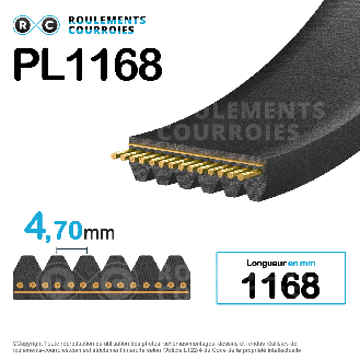 Courroie poly-v 9PL1168-Lire la description