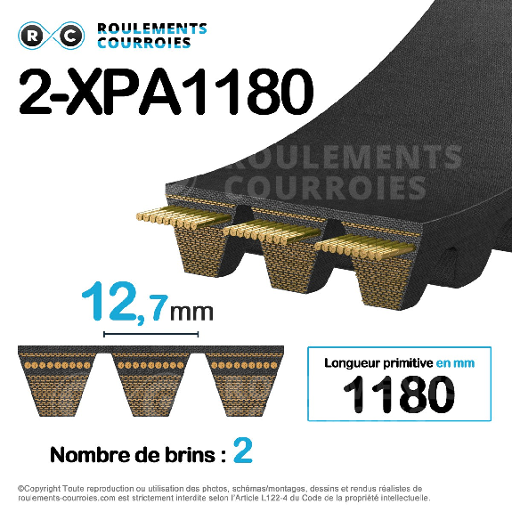 Courroie multibrins crantée 2-XPA1180-Lire la description