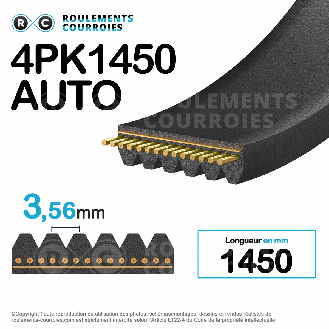 Courroie Poly-V striée automobile Générique 4PK1450-Lire la description