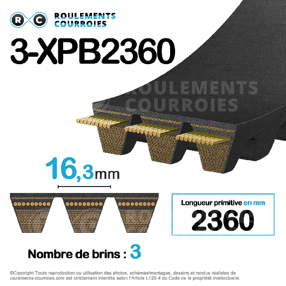 Courroie multibrins crantée 3-XPB2360-Lire la description