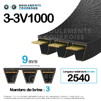 Courroie multibrins lisse 3-3V1000-Lire la description