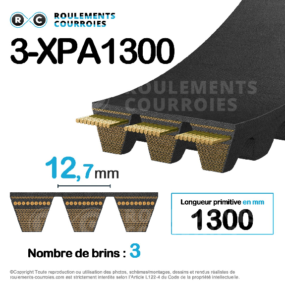 Courroie multibrins crantée 3-XPA1300-Lire la description